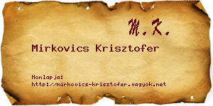 Mirkovics Krisztofer névjegykártya